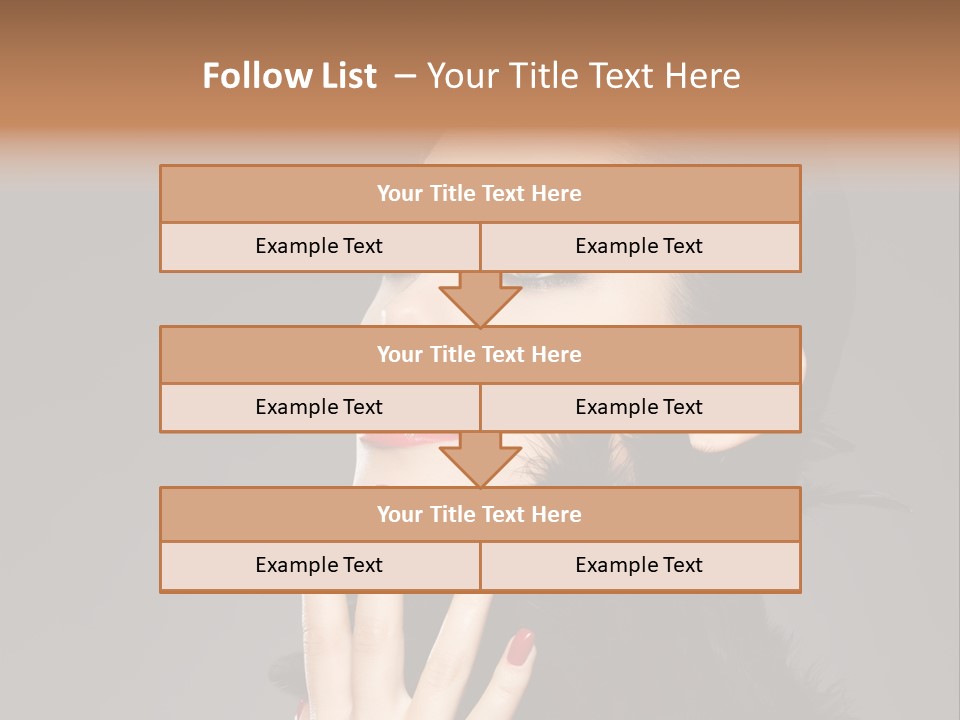 Woman Hairstyle High Contrast Red Manicure PowerPoint Template