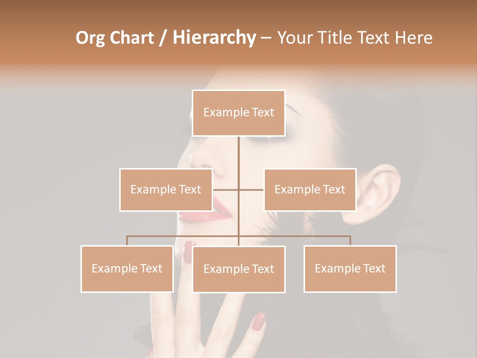 Woman Hairstyle High Contrast Red Manicure PowerPoint Template