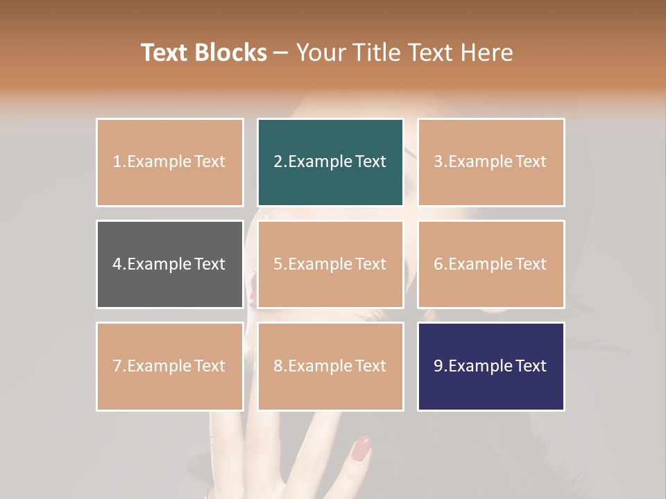 Woman Hairstyle High Contrast Red Manicure PowerPoint Template