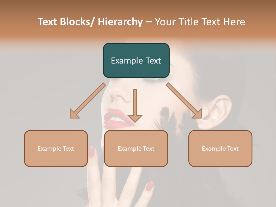 Woman Hairstyle High Contrast Red Manicure PowerPoint Template