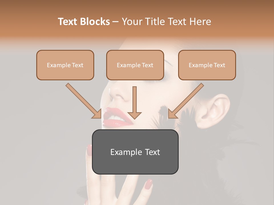 Woman Hairstyle High Contrast Red Manicure PowerPoint Template