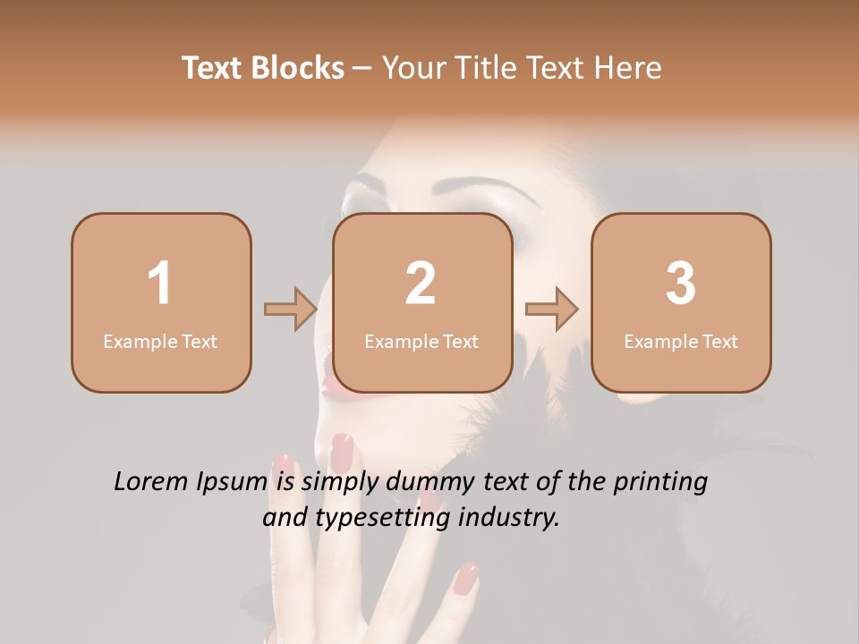 Woman Hairstyle High Contrast Red Manicure PowerPoint Template