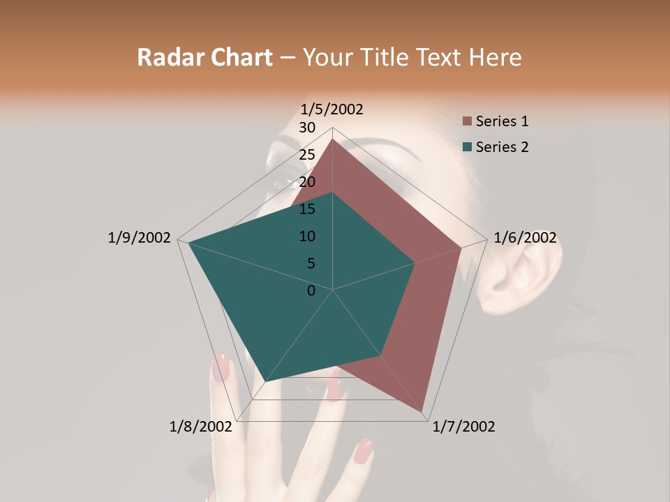 Woman Hairstyle High Contrast Red Manicure PowerPoint Template