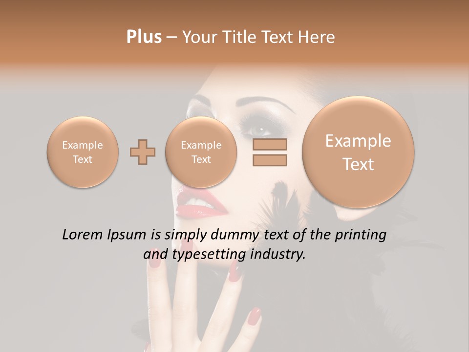 Woman Hairstyle High Contrast Red Manicure PowerPoint Template