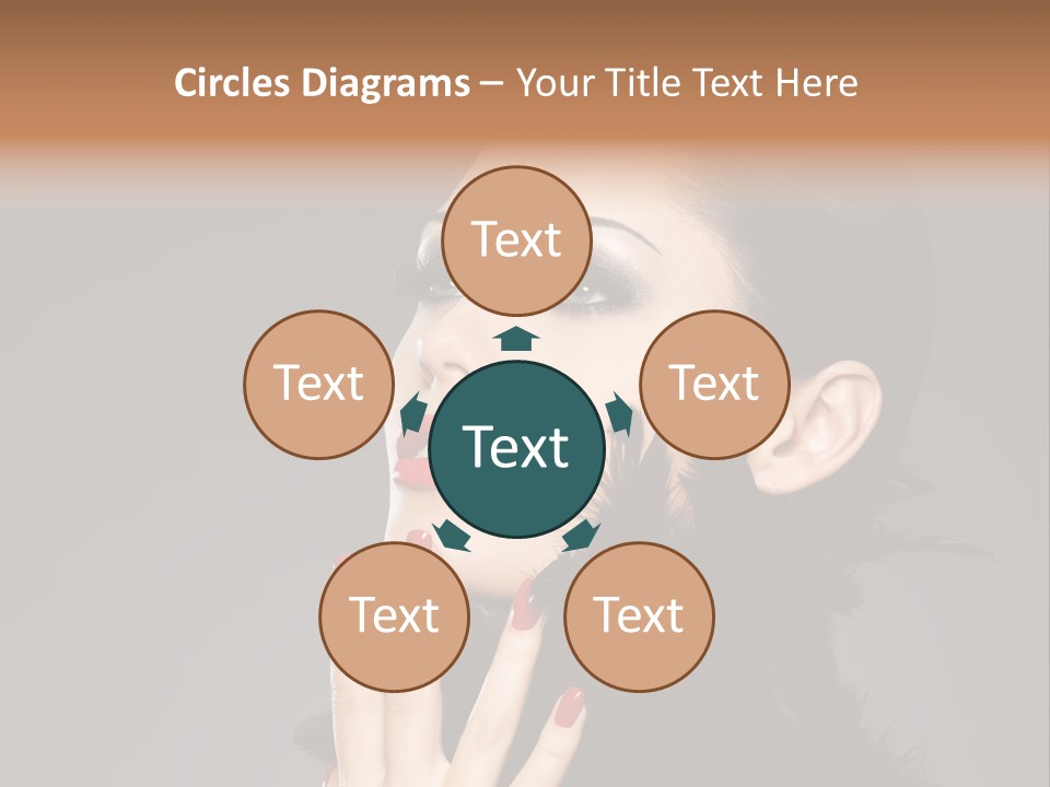 Woman Hairstyle High Contrast Red Manicure PowerPoint Template