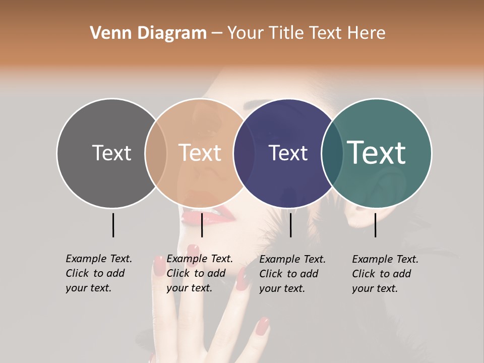 Woman Hairstyle High Contrast Red Manicure PowerPoint Template