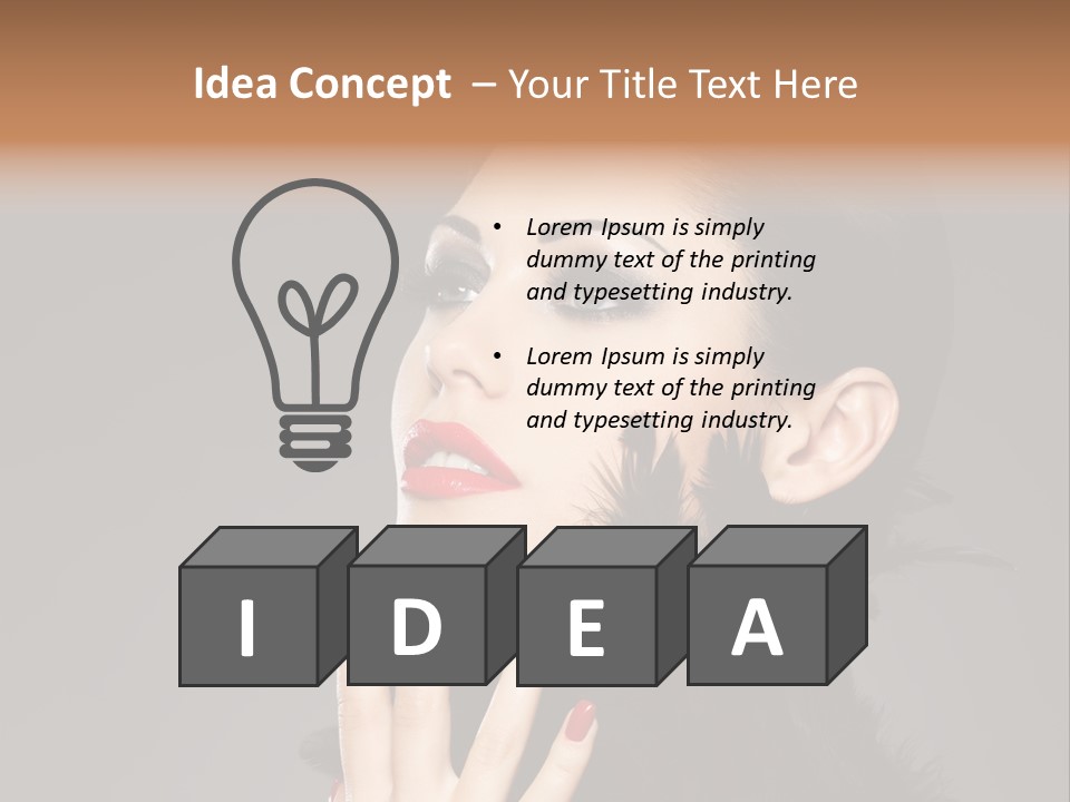 Woman Hairstyle High Contrast Red Manicure PowerPoint Template