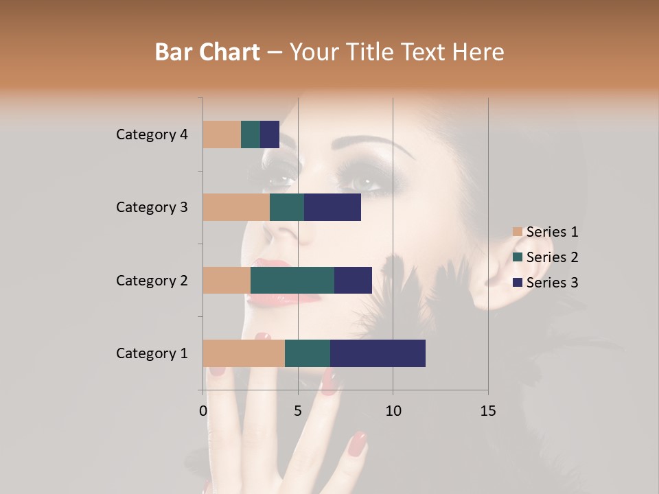 Woman Hairstyle High Contrast Red Manicure PowerPoint Template