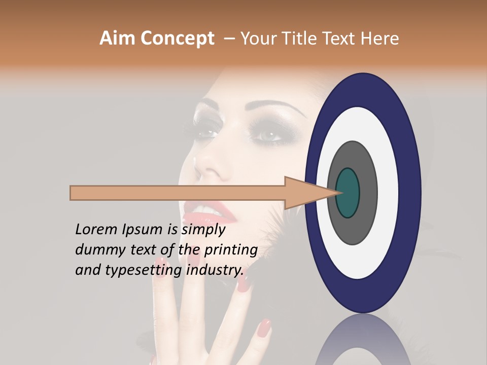 Woman Hairstyle High Contrast Red Manicure PowerPoint Template