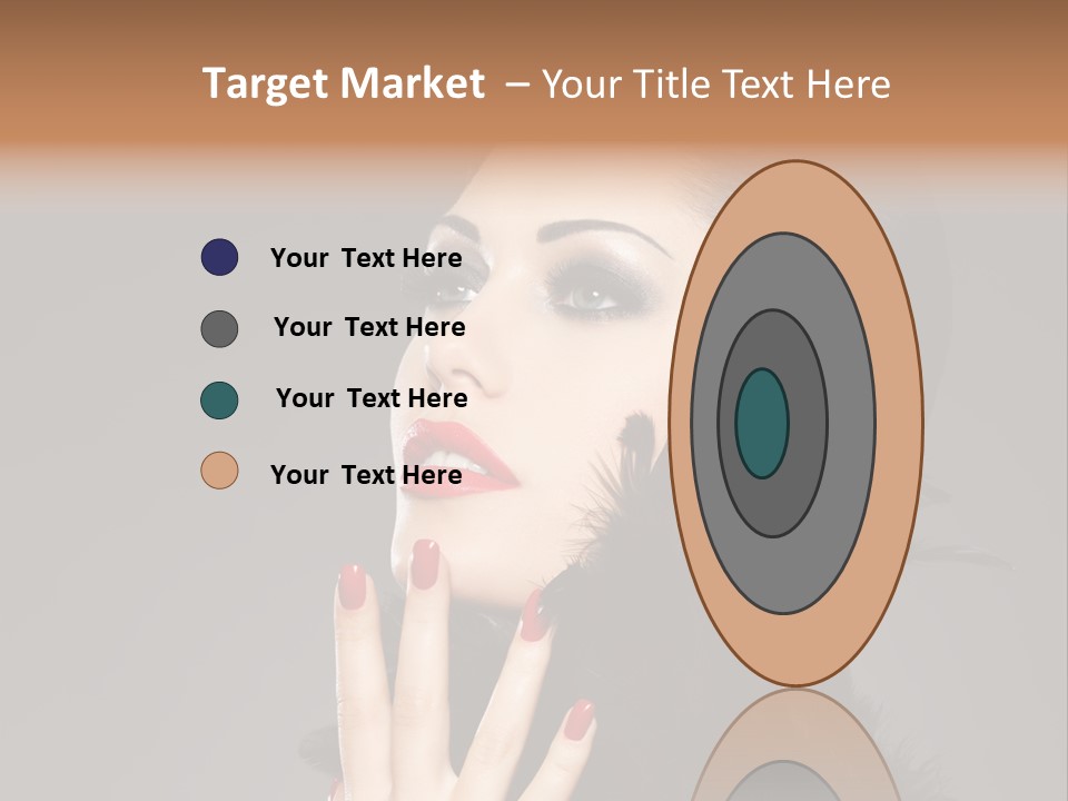 Woman Hairstyle High Contrast Red Manicure PowerPoint Template