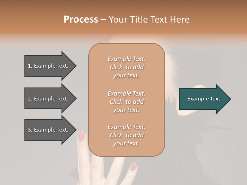 Woman Hairstyle High Contrast Red Manicure PowerPoint Template