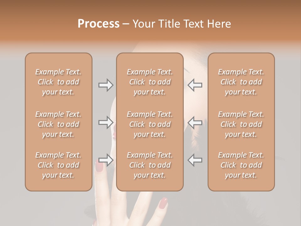 Woman Hairstyle High Contrast Red Manicure PowerPoint Template