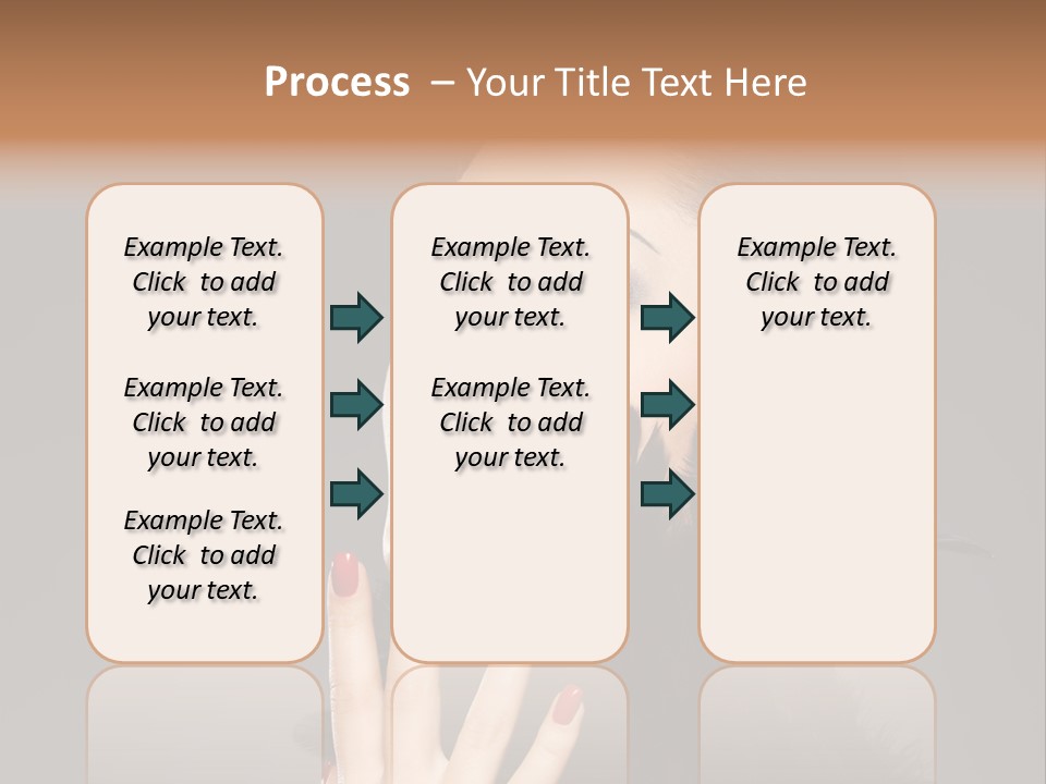 Woman Hairstyle High Contrast Red Manicure PowerPoint Template