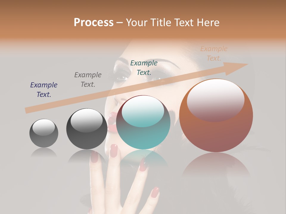 Woman Hairstyle High Contrast Red Manicure PowerPoint Template