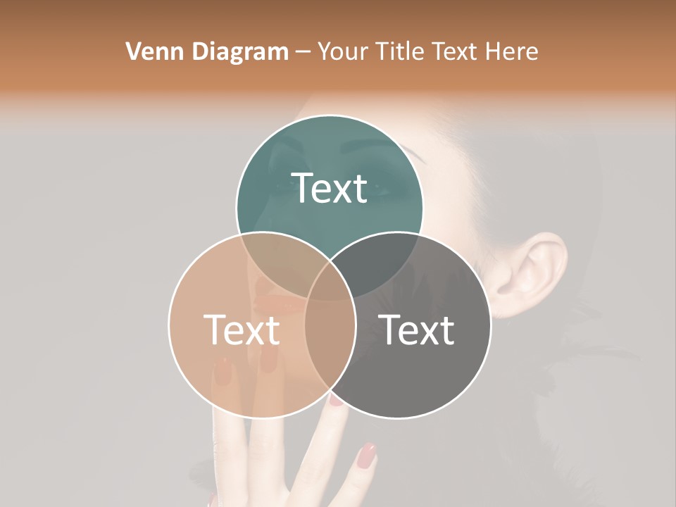 Woman Hairstyle High Contrast Red Manicure PowerPoint Template