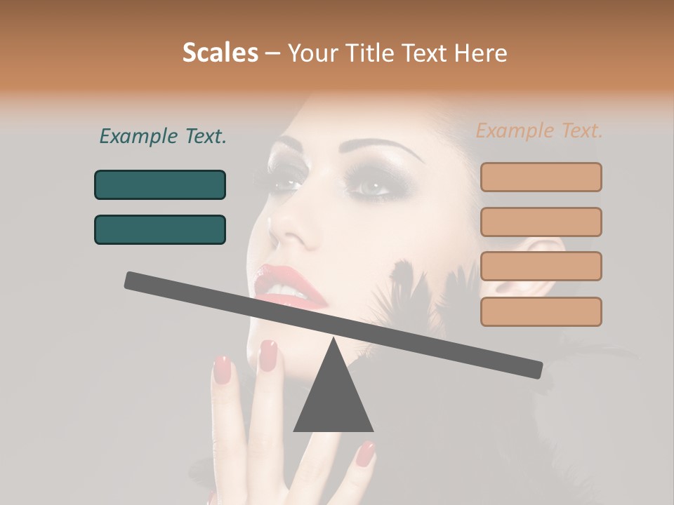 Woman Hairstyle High Contrast Red Manicure PowerPoint Template