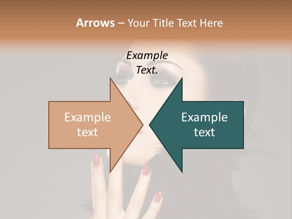 Woman Hairstyle High Contrast Red Manicure PowerPoint Template