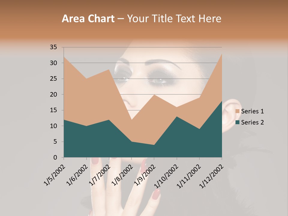 Woman Hairstyle High Contrast Red Manicure PowerPoint Template