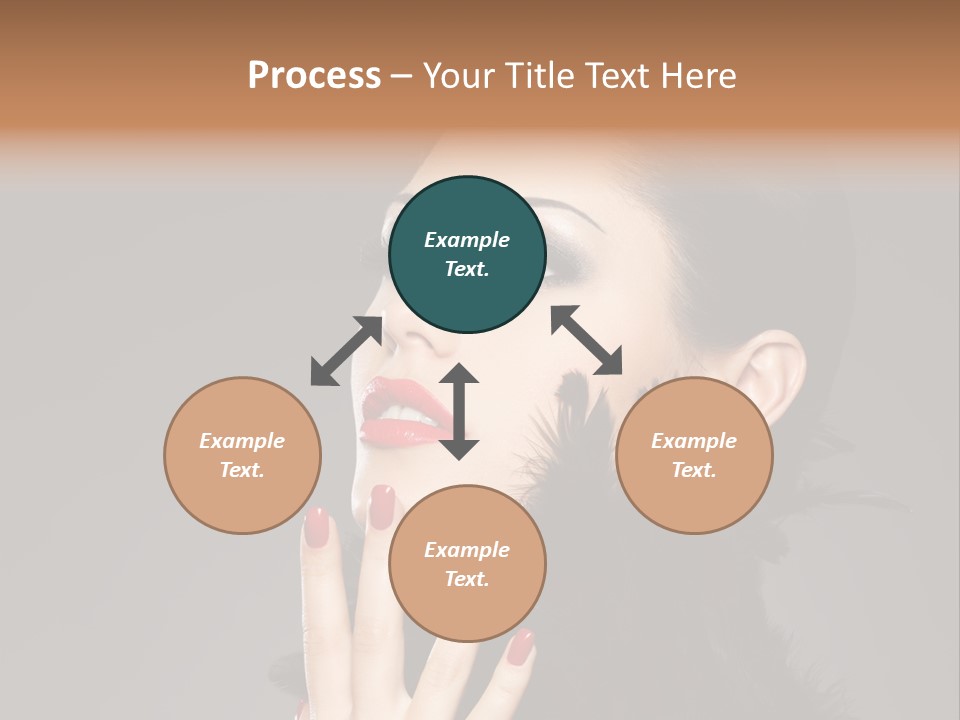 Woman Hairstyle High Contrast Red Manicure PowerPoint Template