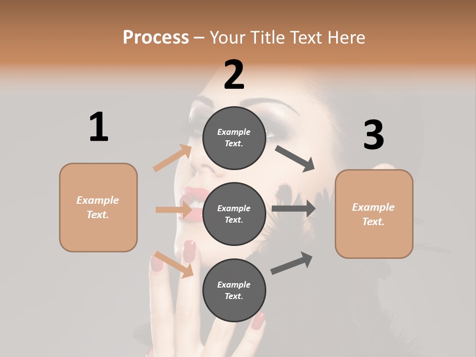 Woman Hairstyle High Contrast Red Manicure PowerPoint Template