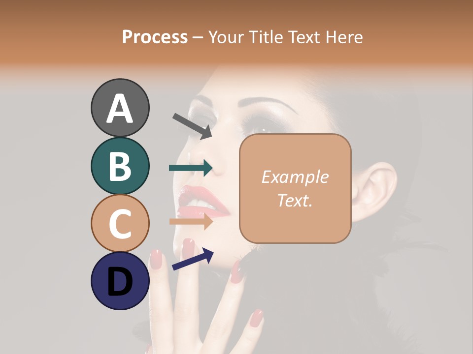 Woman Hairstyle High Contrast Red Manicure PowerPoint Template