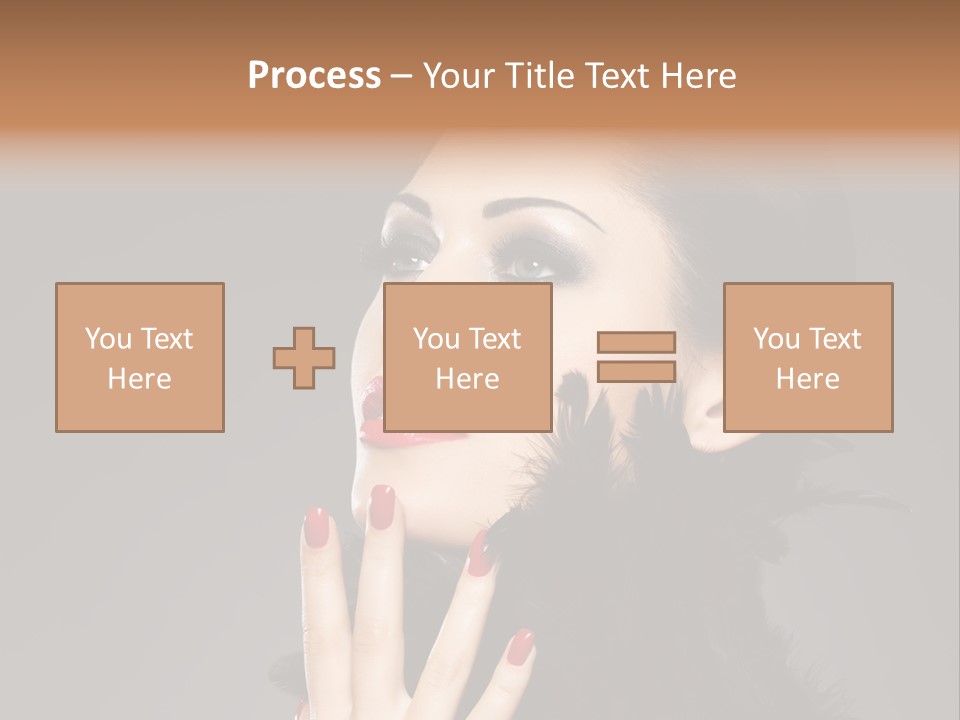 Woman Hairstyle High Contrast Red Manicure PowerPoint Template