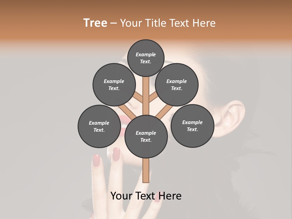 Woman Hairstyle High Contrast Red Manicure PowerPoint Template