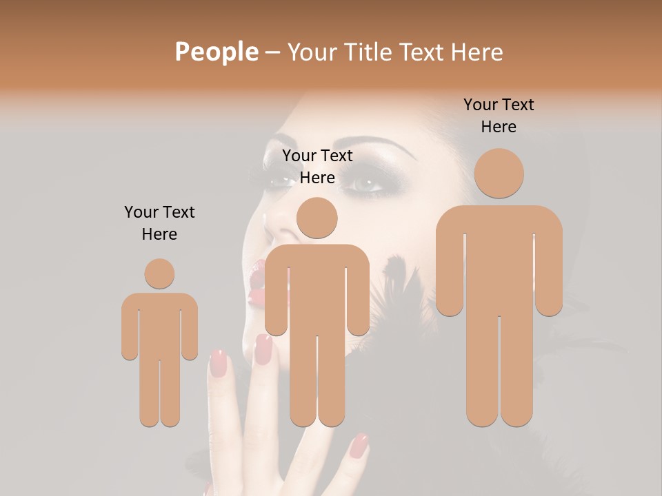 Woman Hairstyle High Contrast Red Manicure PowerPoint Template