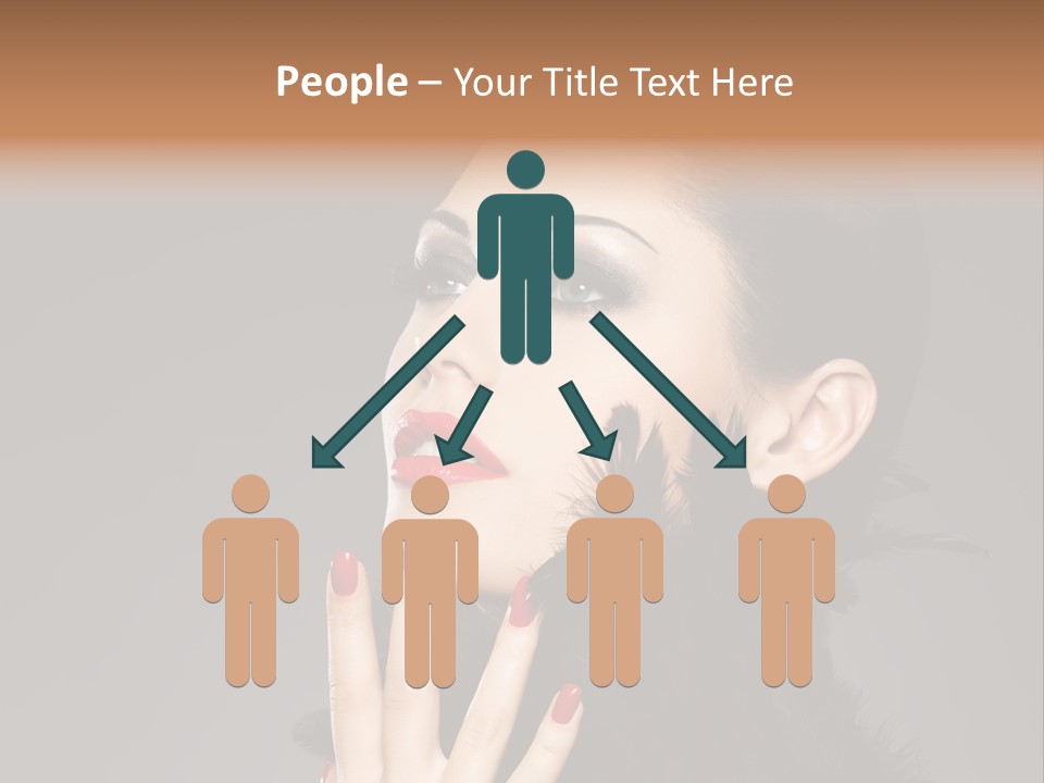 Woman Hairstyle High Contrast Red Manicure PowerPoint Template