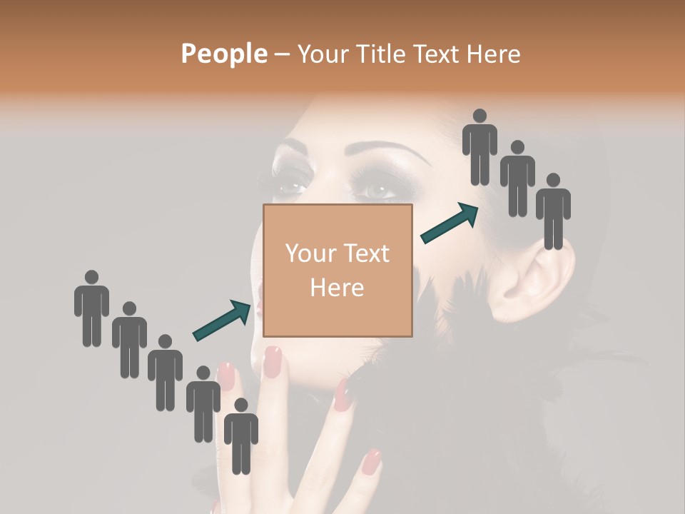 Woman Hairstyle High Contrast Red Manicure PowerPoint Template