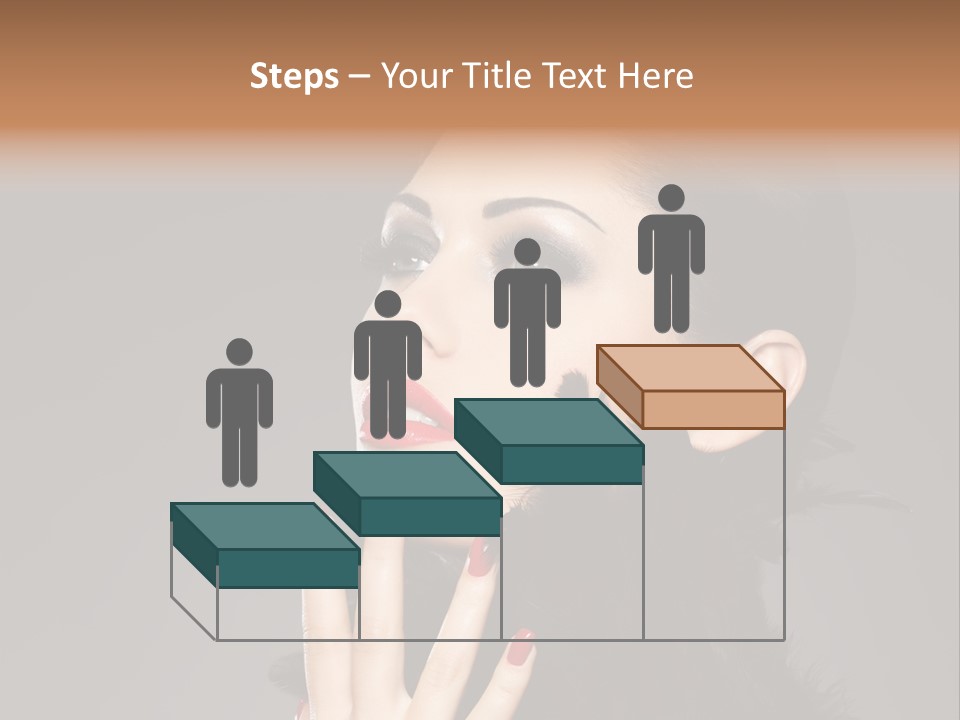 Woman Hairstyle High Contrast Red Manicure PowerPoint Template