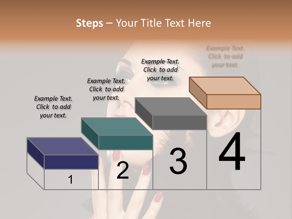 Woman Hairstyle High Contrast Red Manicure PowerPoint Template