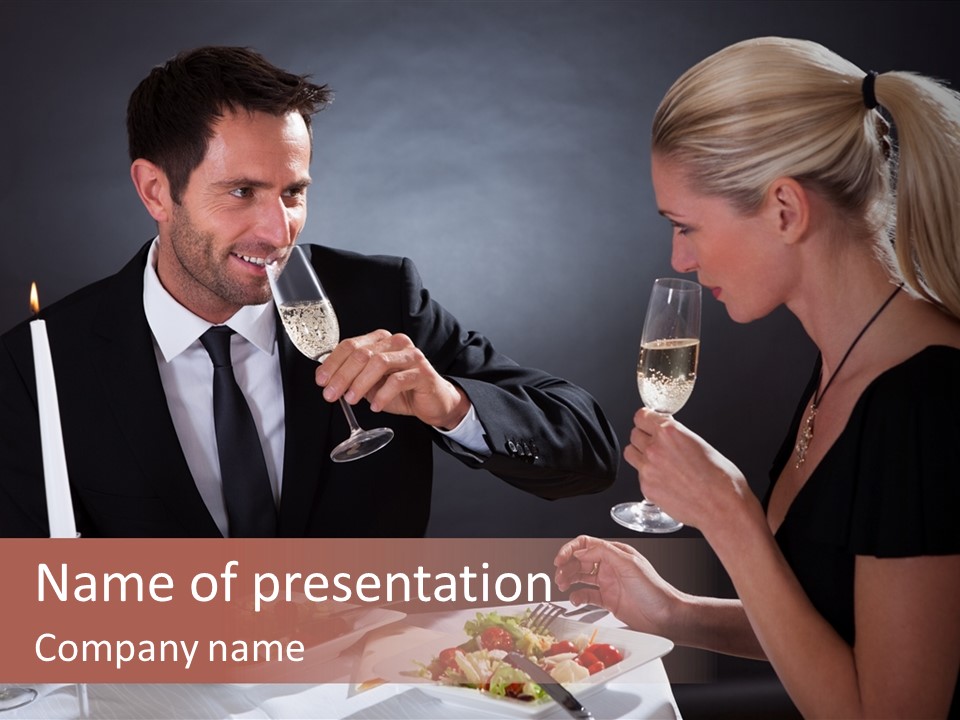 Champagne Celebration Dining PowerPoint Template