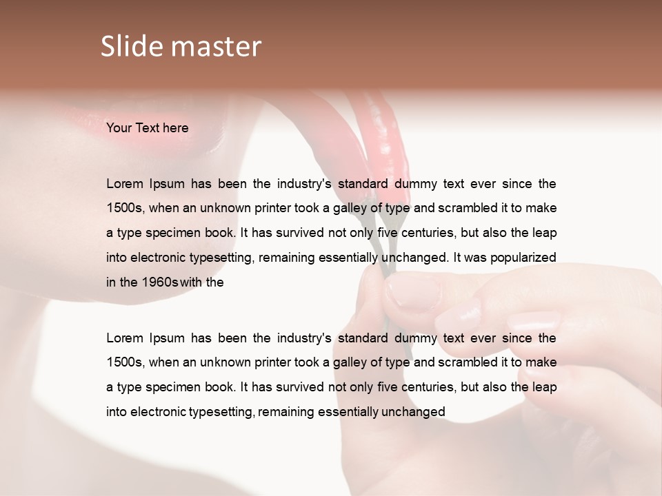 Pepperoni Caucasian Woman PowerPoint Template