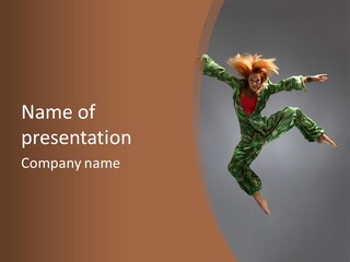 Gymnastic Teenager Jump PowerPoint Template