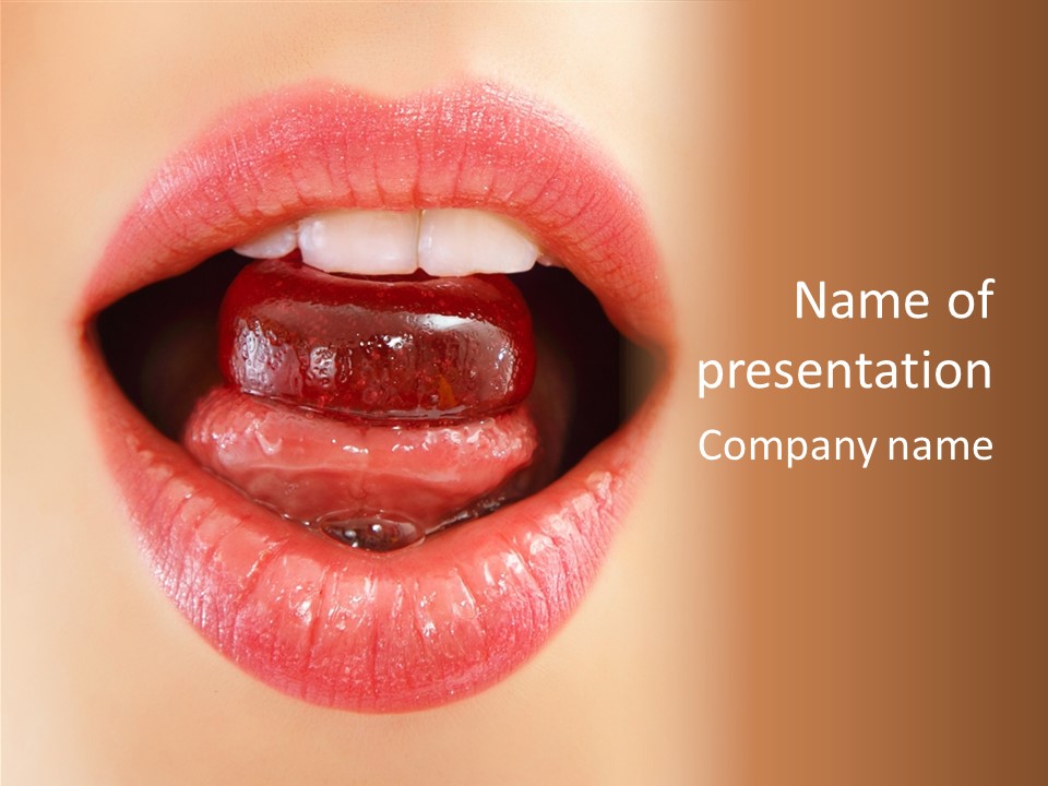 Model Sweet Lips PowerPoint Template
