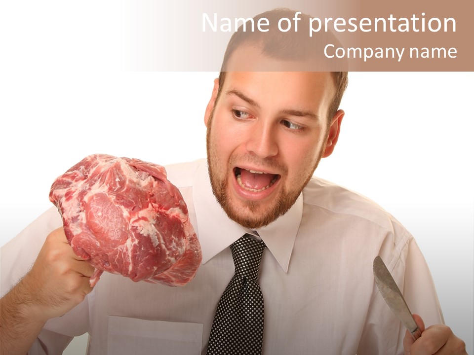 Beef Bite Human PowerPoint Template