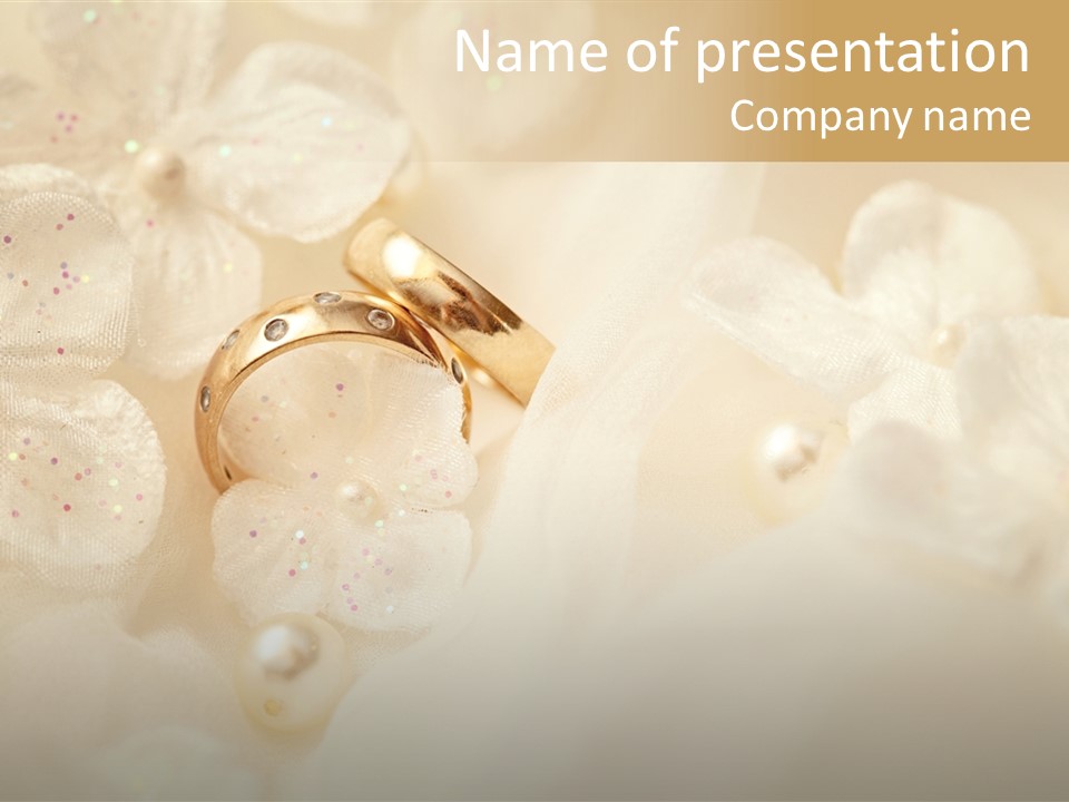 Golden Wedding Background Flowers PowerPoint Template