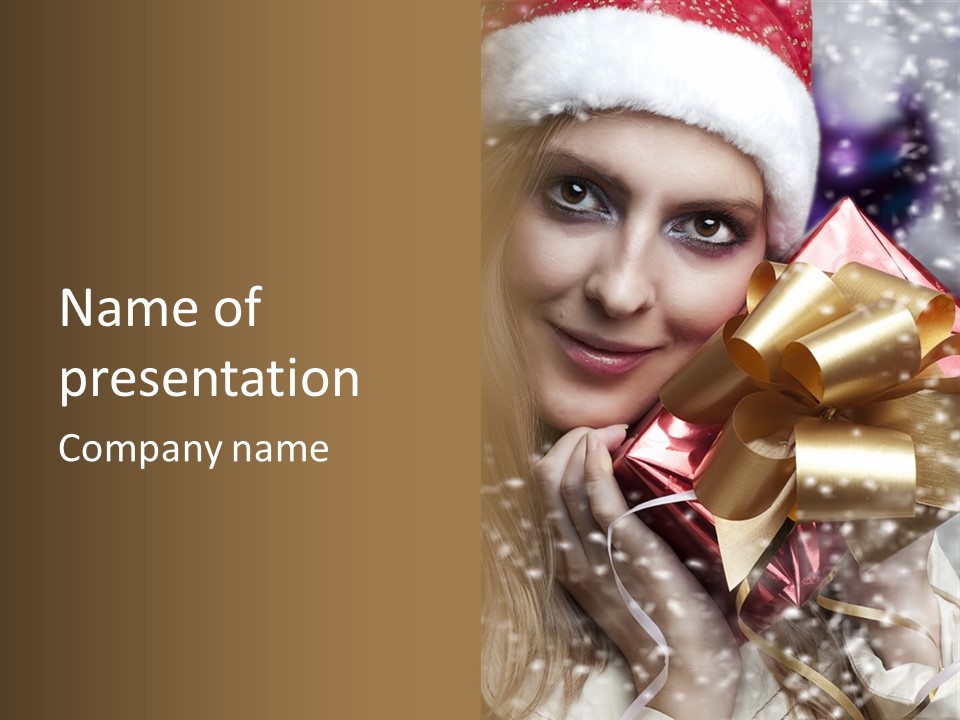 Gold Beauty Flakes PowerPoint Template