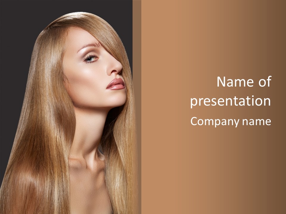 Straight Haircare Cosmetic PowerPoint Template