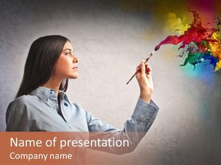 Female Liquid Portrait PowerPoint Template