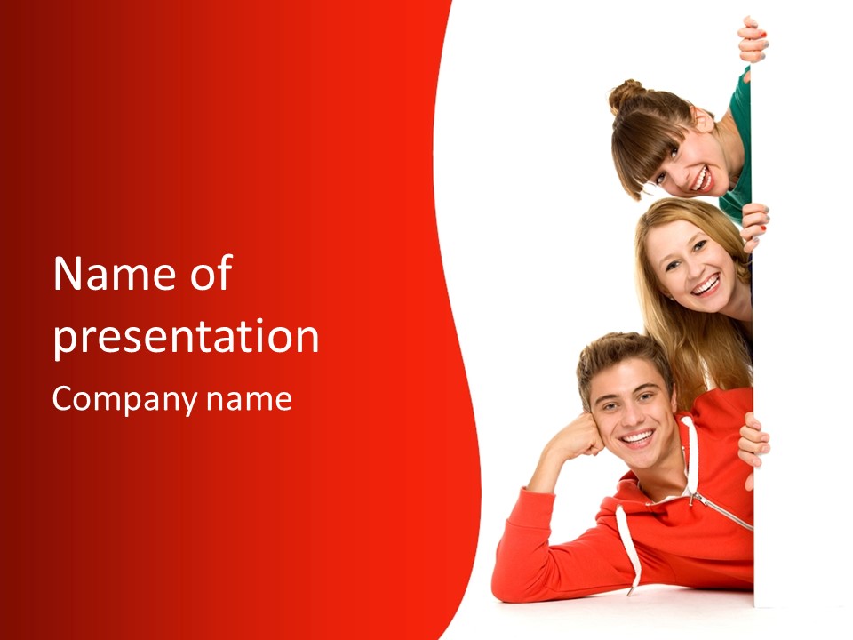 Girl Holding Advert PowerPoint Template