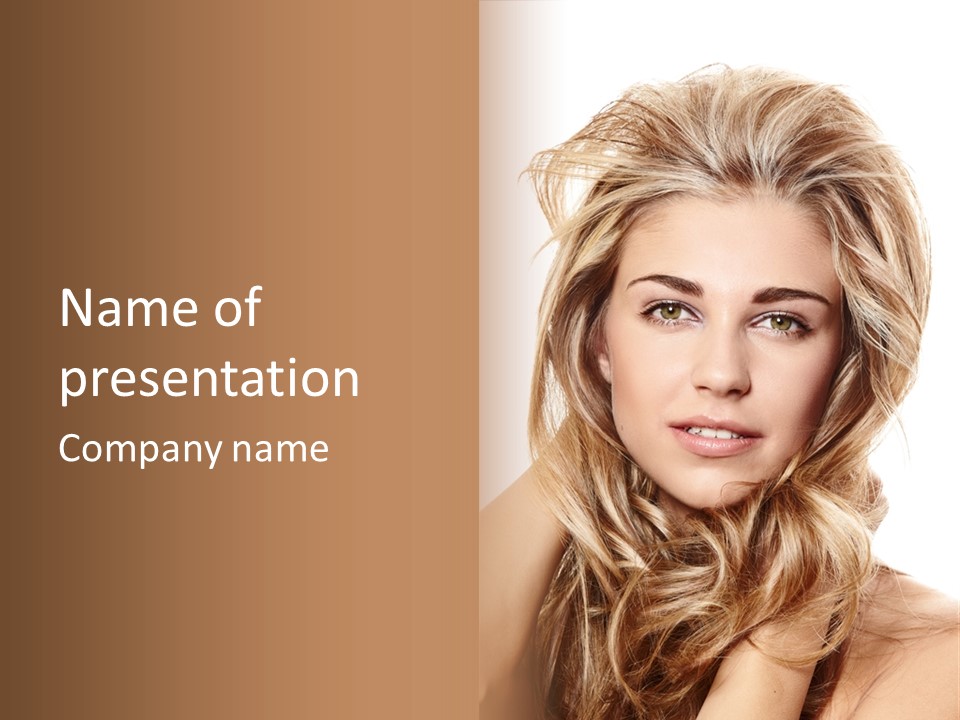 Blonde Make Up Hairstyle PowerPoint Template