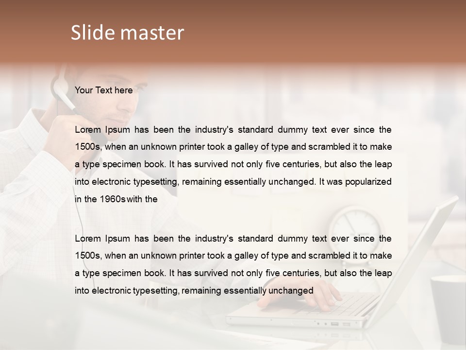 Stubbly Businesspeople Headset PowerPoint Template