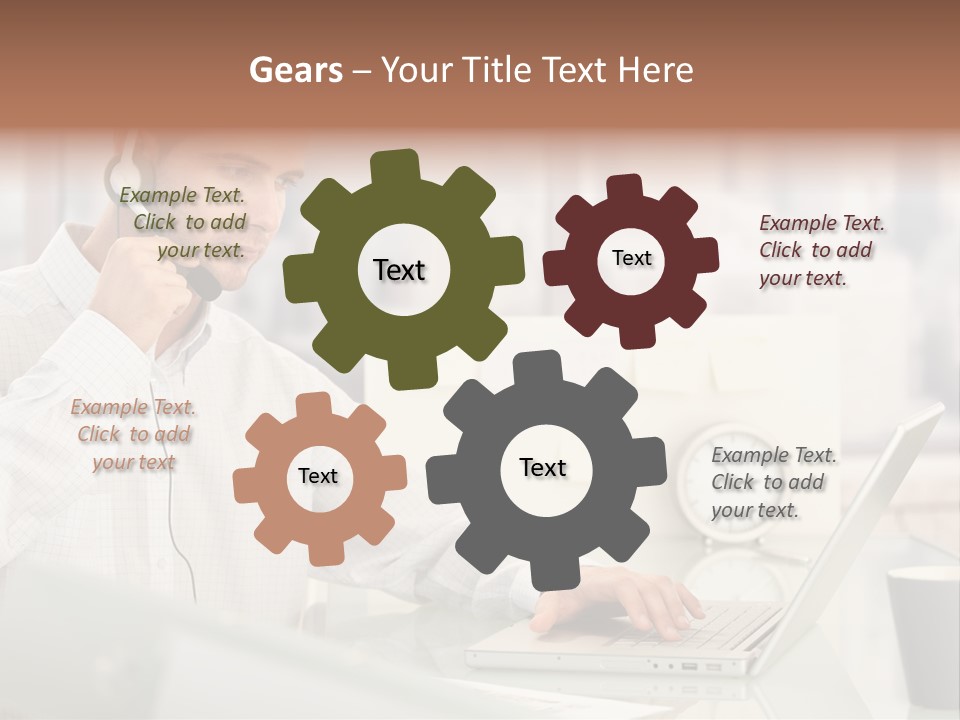 Stubbly Businesspeople Headset PowerPoint Template