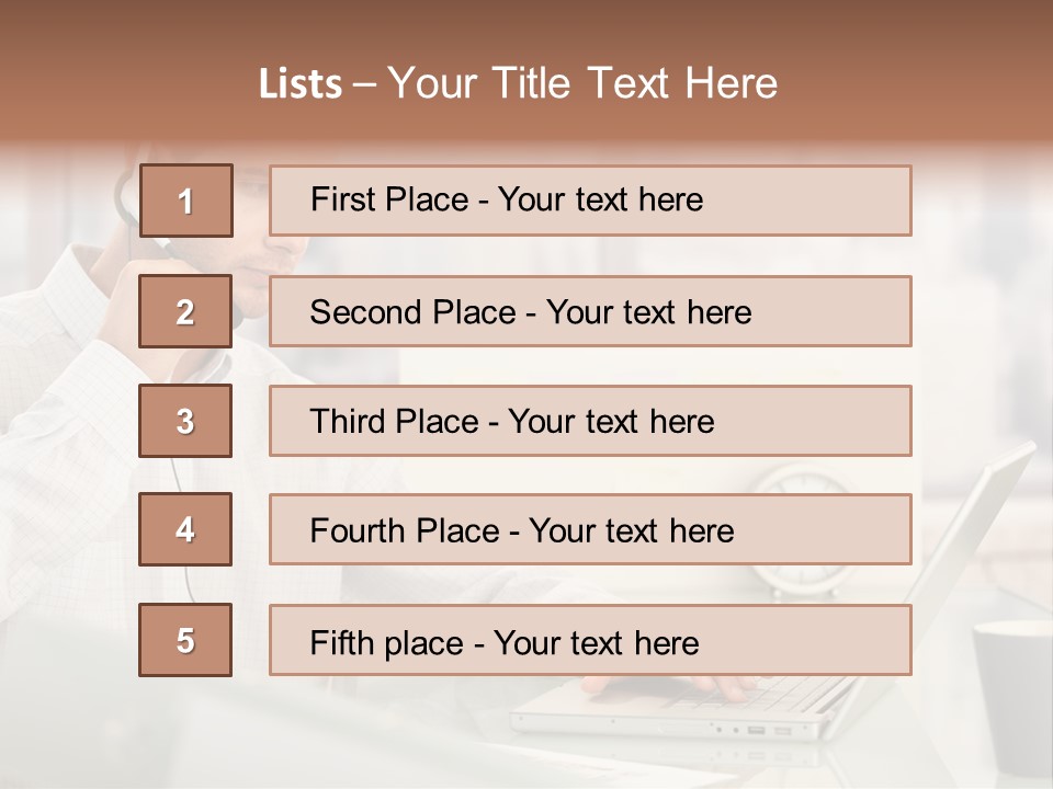 Stubbly Businesspeople Headset PowerPoint Template