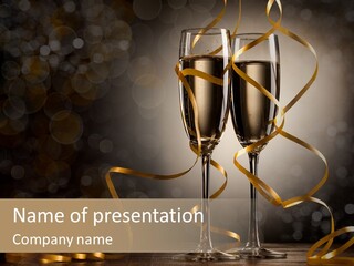 Bottle Wineglass Celebrate PowerPoint Template