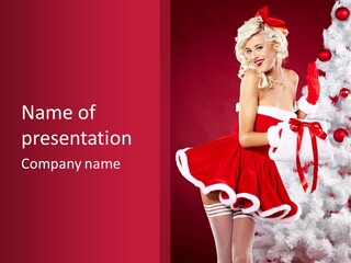 Woman Claus Xmas PowerPoint Template