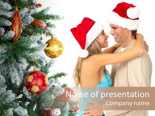 White Couple Santa PowerPoint Template
