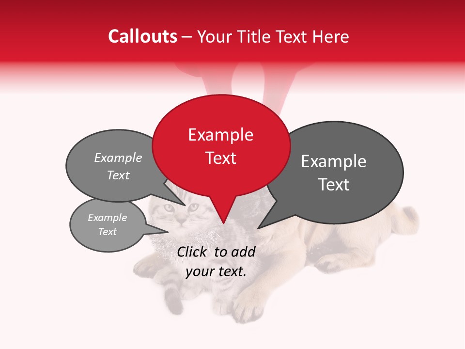 White Humorous Kitten PowerPoint Template